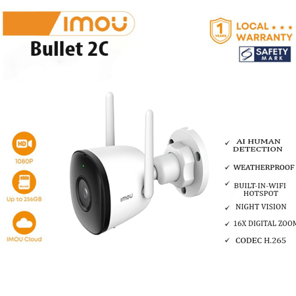 WiFi Security Camera – IMOU Bullet 2C (Lahore Only)
