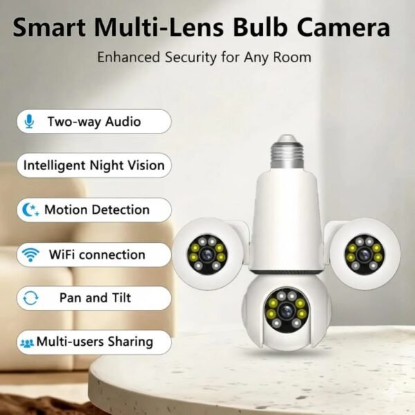 Three Lens Smart WiFi CCTV Camera with 360 Rotation and Night Vision