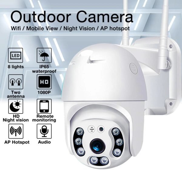 Smart WiFi CCTV Outdoor Security Camera with Night Vision and PTZ Rotation