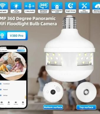 Bulb Socket Smart WiFi CCTV Camera with LED Light and Night Vision