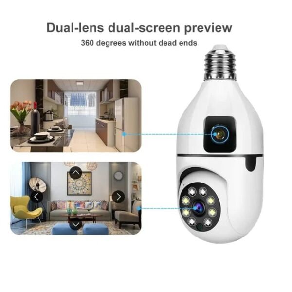 Dual Lens Smart WiFi CCTV Camera with Night Vision and Two-Way Audio